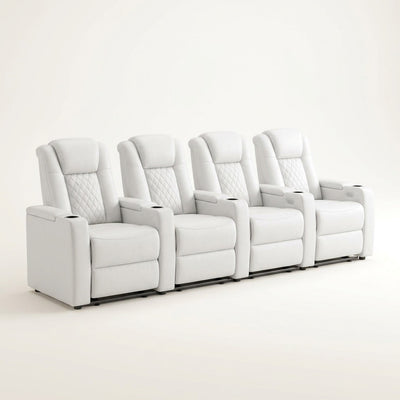 Home Theater Recliner Chair Built for Movie Night Comfort, Power Reclining, USB Charging, Cup Holders