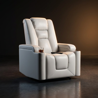 35.3" Wide Modern Faux Leather Power Home Theater Individual Seat with USB & Dual Cup Holders&Arm Storage — Studio Shot
