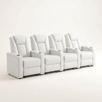 35.3" Wide Modern Faux Leather Power Home Theater Individual Seat with USB & Dual Cup Holders&Arm Storage — Studio Shot