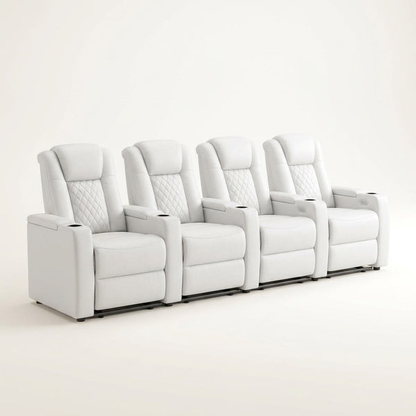 35.3" Wide Modern Faux Leather Power Home Theater Individual Seat with USB & Dual Cup Holders&Arm Storage — Studio Shot