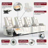 35.3" Wide Modern Faux Leather Power Home Theater Individual Seat with USB & Dual Cup Holders&Arm Storage — How It Works