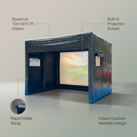 Portable Inflatable Golf Simulator Large 10X13X10 FT Indoor/Outdoor Golf Simulator Tent with Projection Screen All Skill Levels — infographic