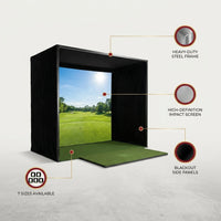 Simbox Golf Simulator Enclosure - 7 Sizes Available — infographic