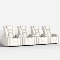 Home Theater Recliner Chair Built for Movie Night Comfort, Power Reclining, USB Charging, Cup Holders