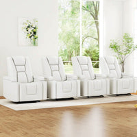 Home Theater Recliner Chair Built for Movie Night Comfort, Power Reclining, USB Charging, Cup Holders